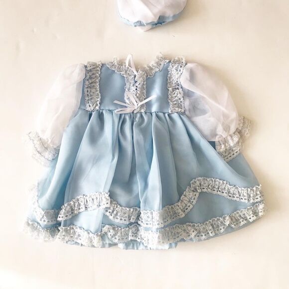 Vintage Darling creation frilly dress/hat set 18m - Picture 9 of 10